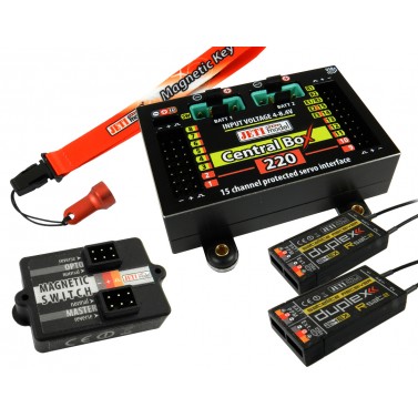 Jeti Akkuweiche Central Box 220 + 2x Rsat2 + Magentic SW
